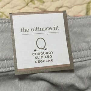 Gray (Seagull) Corduroy Slim Leg Pants